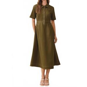 NEW TCEC a-line midi dress in olive